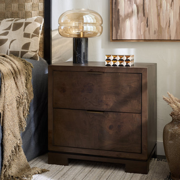 Safavieh Lavana 2 Drawer Nightstand In Dark Oak – Timeless Elegance Meets Practical Storage For Your Bedroom Dark Oak Wood,Mdf,Veneer,Burl Wood Nst6612a