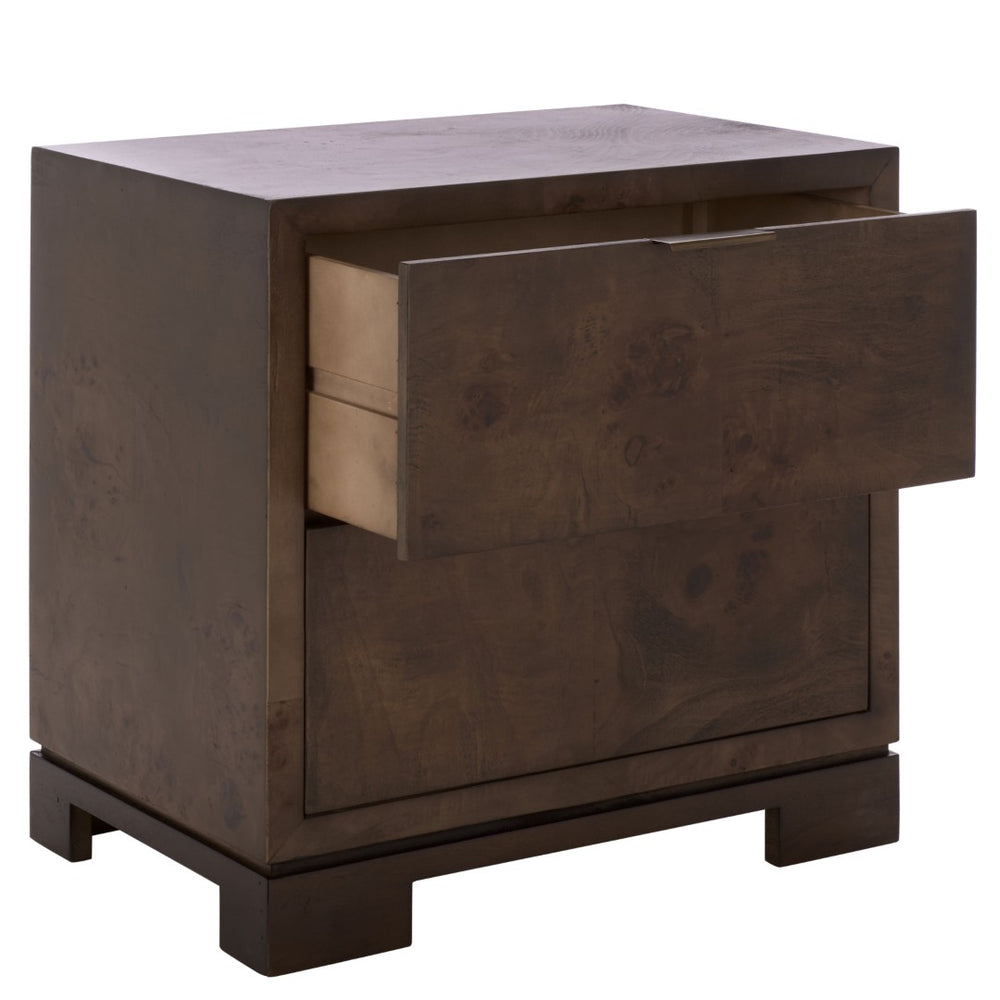 Safavieh Lavana 2 Drawer Nightstand - Elegant Dark Oak Storage Solution With Minimalist Design For Bedrooms NST6612A