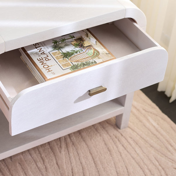 Safavieh Birkin 1 Drawer Nightstand With Shelf - Timeless Dark Oak Design For Stylish Bedroom Storage Solutions White Washed Wood,Mdf,Veneer Nst6613a