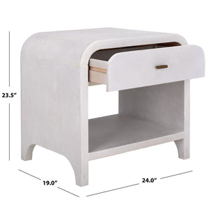 Safavieh Birkin Nightstand With 1 Drawer And Open Shelf - Elegant Dark Oak Or White Wash Finish For Bedrooms NST6613A