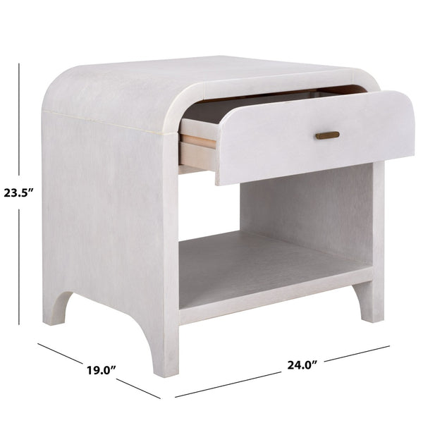 Safavieh Birkin Nightstand With 1 Drawer And Open Shelf - Elegant Dark Oak Or White Wash Finish For Bedrooms NST6613A