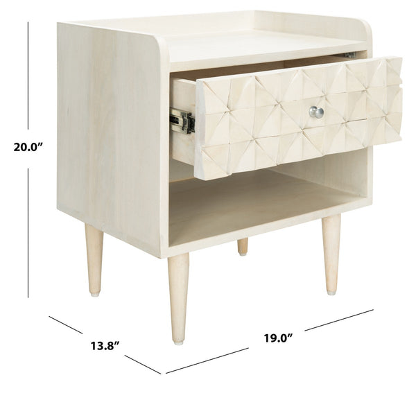 Safavieh Zinnia Nightstand White Wash/Silver NST9000B
