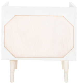 Safavieh Zinnia Nightstand - Artisanal Mango Wood Craftsmanship With Chic Storage For Modern Bedrooms & Living Spaces White Wash/Brass NST9000C