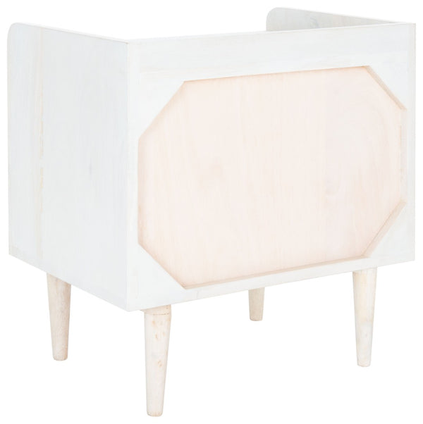 Safavieh Zinnia Nightstand - Artisanal Mango Wood Craftsmanship With Chic Storage For Modern Bedrooms & Living Spaces White Wash/Brass NST9000C