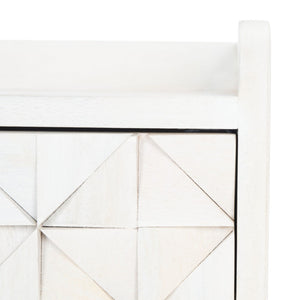 Safavieh Zinnia Nightstand - Artisanal Mango Wood Craftsmanship With Chic Storage For Modern Bedrooms & Living Spaces White Wash/Brass NST9000C