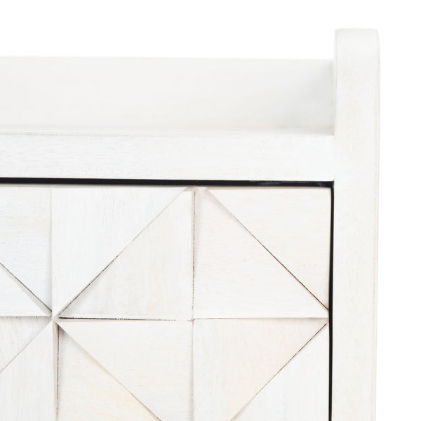 Safavieh Zinnia Nightstand - Artisanal Mango Wood Craftsmanship With Chic Storage For Modern Bedrooms & Living Spaces White Wash/Brass NST9000C