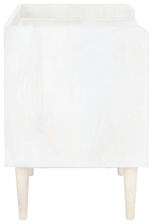 Safavieh Zinnia Nightstand - Artisanal Mango Wood Craftsmanship With Chic Storage For Modern Bedrooms & Living Spaces White Wash/Brass NST9000C