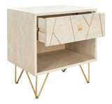 Safavieh Marigold Nightstand White Wash/Brass NST9001C