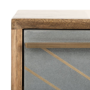 Safavieh Leni Modern Nightstand With Brass Accents – Artisanal Mango Wood, Chic Storage & Stylish Design NST9003A