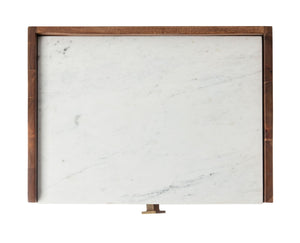 Safavieh Tahseen Parquet Nightstand - Luxurious Acacia Wood Design With Faux Marble Top And Gold Accents Natural NST9004A