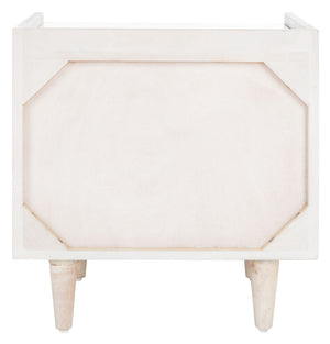 Safavieh Tahseen Parquet Nightstand - Luxurious Acacia Wood Design With Faux Marble Top And Gold Accents White Wash/Silver NST9004B