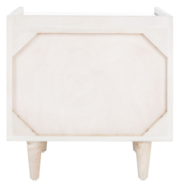 Safavieh Tahseen Parquet Nightstand - Luxurious Acacia Wood Design With Faux Marble Top And Gold Accents White Wash/Silver NST9004B