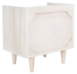 Safavieh Tahseen Parquet Nightstand - Luxurious Acacia Wood Design With Faux Marble Top And Gold Accents White Wash/Silver NST9004B