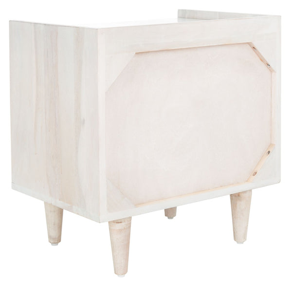 Safavieh Tahseen Parquet Nightstand - Luxurious Acacia Wood Design With Faux Marble Top And Gold Accents White Wash/Silver NST9004B