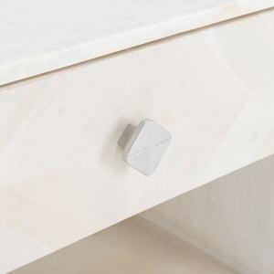 Safavieh Tahseen Parquet Nightstand - Luxurious Acacia Wood Design With Faux Marble Top And Gold Accents White Wash/Silver NST9004B