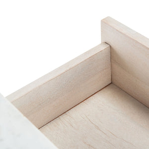 Safavieh Tahseen Parquet Nightstand - Luxurious Acacia Wood Design With Faux Marble Top And Gold Accents White Wash/Silver NST9004B