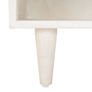 Safavieh Tahseen Parquet Nightstand - Luxurious Acacia Wood Design With Faux Marble Top And Gold Accents White Wash/Silver NST9004B