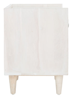 Safavieh Tahseen Parquet Nightstand - Luxurious Acacia Wood Design With Faux Marble Top And Gold Accents White Wash/Silver NST9004B