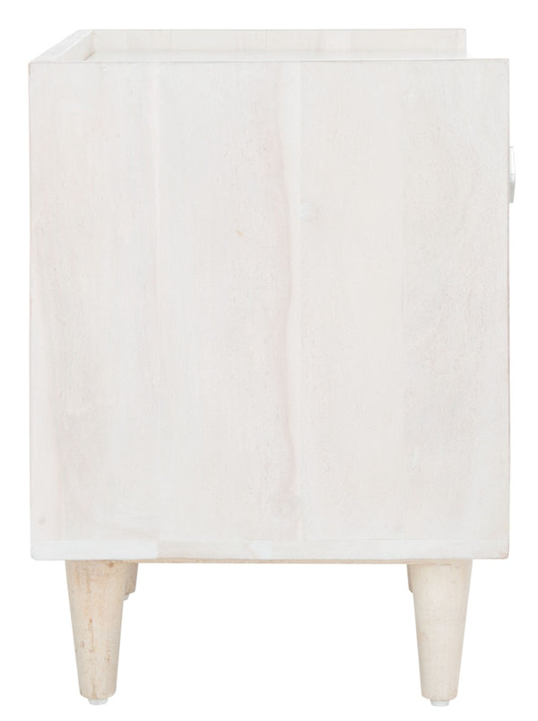 Safavieh Tahseen Parquet Nightstand - Luxurious Acacia Wood Design With Faux Marble Top And Gold Accents White Wash/Silver NST9004B