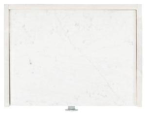 Safavieh Tahseen Parquet Nightstand - Luxurious Acacia Wood Design With Faux Marble Top And Gold Accents White Wash/Silver NST9004B