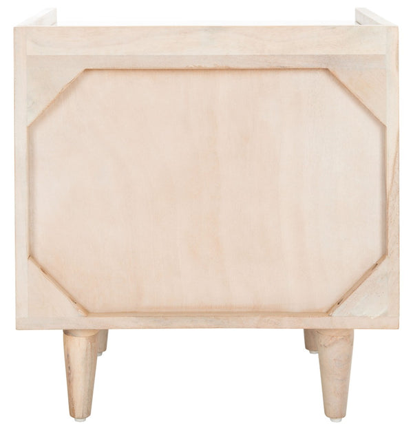 Safavieh Tahseen Parquet Nightstand - Luxurious Acacia Wood Design With Faux Marble Top And Gold Accents White Wash/White/ Brass NST9004C