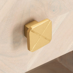 Safavieh Tahseen Parquet Nightstand - Luxurious Acacia Wood Design With Faux Marble Top And Gold Accents White Wash/White/ Brass NST9004C