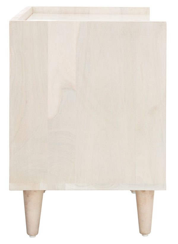 Safavieh Tahseen Parquet Nightstand - Luxurious Acacia Wood Design With Faux Marble Top And Gold Accents White Wash/White/ Brass NST9004C