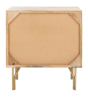 Safavieh Lily Scandinavian-Inspired Nightstand With Drawer & Open Shelf - Elegant Mango Wood & Brass Accents NST9006A