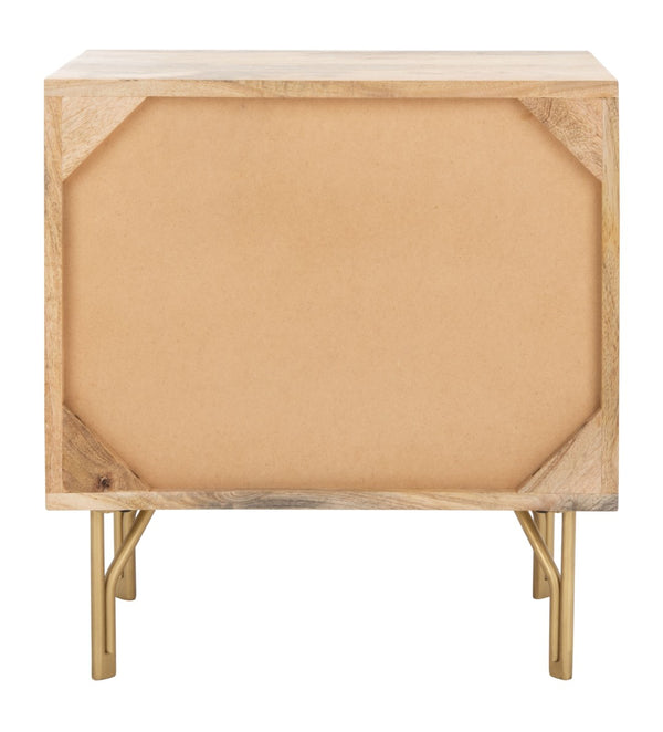 Safavieh Lily Scandinavian-Inspired Nightstand With Drawer & Open Shelf - Elegant Mango Wood & Brass Accents NST9006A