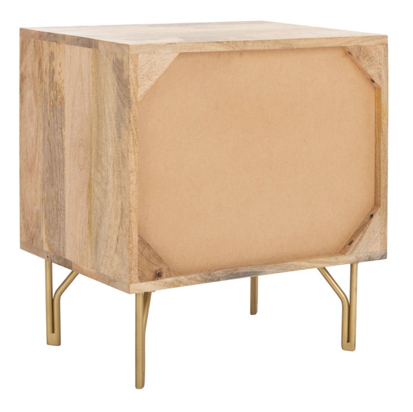 Safavieh Lily Scandinavian-Inspired Nightstand With Drawer & Open Shelf - Elegant Mango Wood & Brass Accents NST9006A