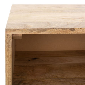 Safavieh Lily Scandinavian-Inspired Nightstand With Drawer & Open Shelf - Elegant Mango Wood & Brass Accents NST9006A