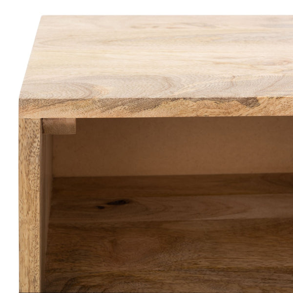 Safavieh Lily Scandinavian-Inspired Nightstand With Drawer & Open Shelf - Elegant Mango Wood & Brass Accents NST9006A
