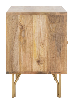Safavieh Lily Scandinavian-Inspired Nightstand With Drawer & Open Shelf - Elegant Mango Wood & Brass Accents NST9006A