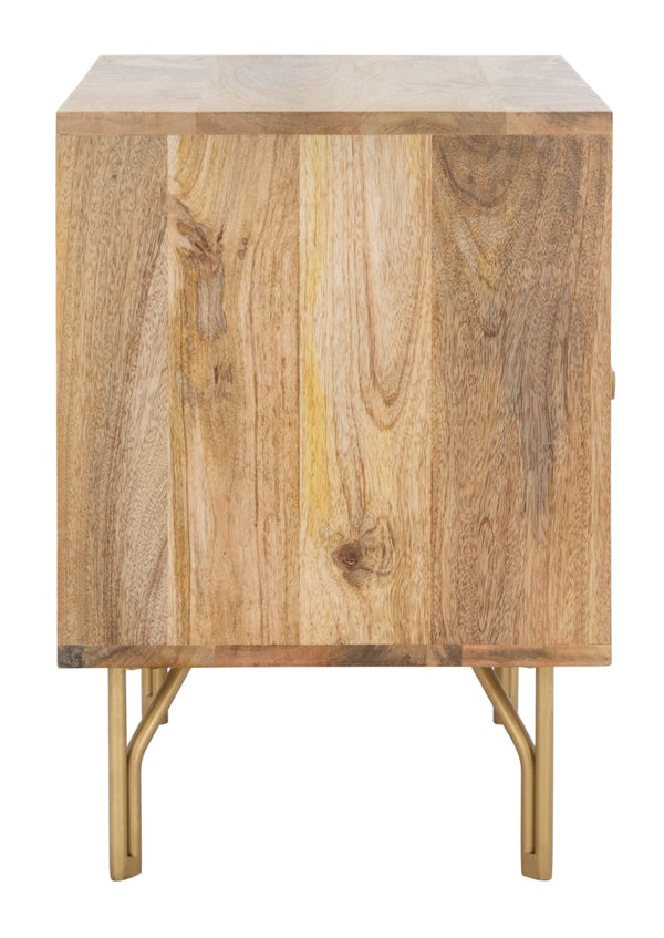 Safavieh Lily Scandinavian-Inspired Nightstand With Drawer & Open Shelf - Elegant Mango Wood & Brass Accents NST9006A