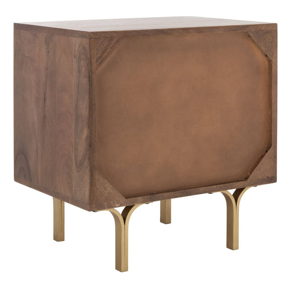 Safavieh Celestina Nightstand - Art Deco Elegance With Brass Accents & Compact Design For Modern Bedrooms NST9007A
