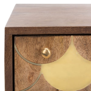 Safavieh Celestina Nightstand - Art Deco Elegance With Brass Accents & Compact Design For Modern Bedrooms NST9007A