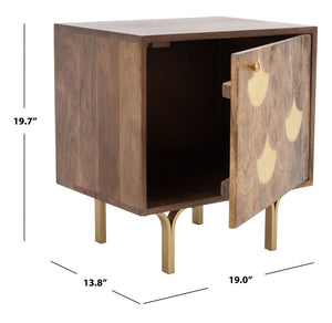 Safavieh Celestina Nightstand - Art Deco Elegance With Brass Accents & Compact Design For Modern Bedrooms NST9007A
