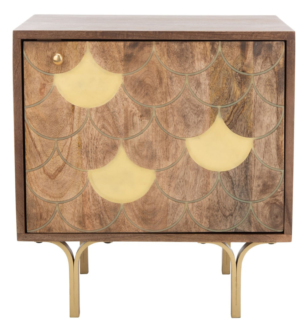 Safavieh Celestina Nightstand - Art Deco Elegance With Brass Accents & Compact Design For Modern Bedrooms NST9007A