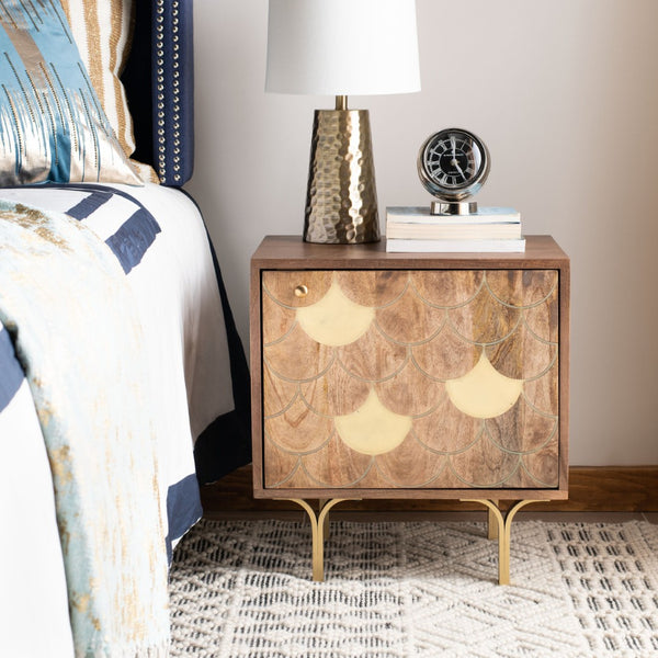 Safavieh Celestina Nightstand - Art Deco Elegance With Brass Accents & Compact Design For Modern Bedrooms NST9007A
