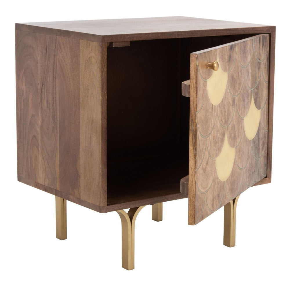 Safavieh Celestina Nightstand - Art Deco Elegance With Brass Accents & Compact Design For Modern Bedrooms NST9007A