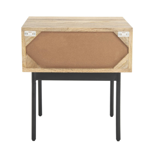 Safavieh Bahiti Modern Textured Nightstand With Solid Mango Wood And Black Base - Versatile Storage Solution NST9008A