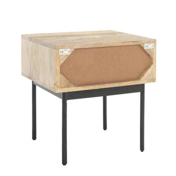 Safavieh Bahiti Modern Textured Nightstand With Solid Mango Wood And Black Base - Versatile Storage Solution NST9008A