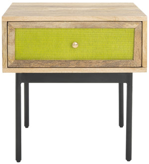 Safavieh Bahiti Modern Textured Nightstand With Solid Mango Wood And Black Base - Versatile Storage Solution NST9008A