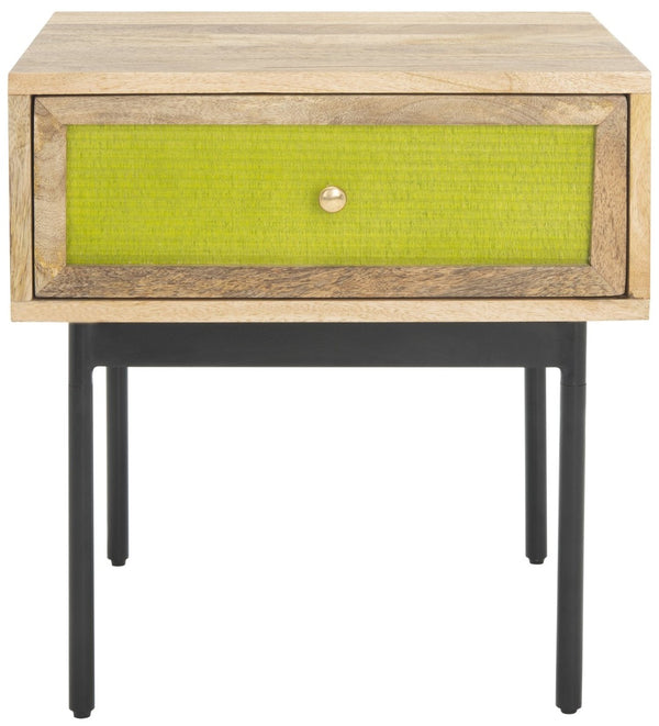Safavieh Bahiti Modern Textured Nightstand With Solid Mango Wood And Black Base - Versatile Storage Solution NST9008A