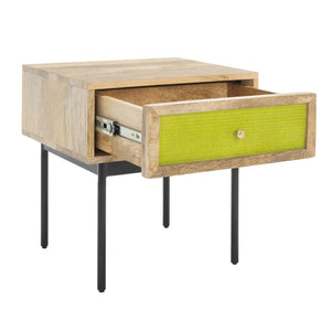 Safavieh Bahiti Modern Textured Nightstand With Solid Mango Wood And Black Base - Versatile Storage Solution NST9008A