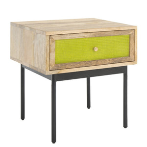 Safavieh Bahiti Modern Textured Nightstand With Solid Mango Wood And Black Base - Versatile Storage Solution NST9008A