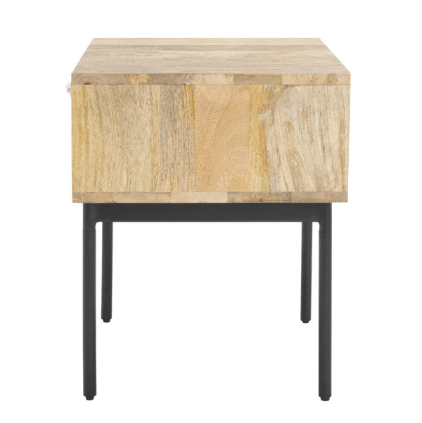 Safavieh Bahiti Modern Textured Nightstand With Solid Mango Wood And Black Base - Versatile Storage Solution NST9008A