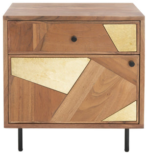 Safavieh Ballard Rustic 1 Drawer Nightstand With Gold Brass Accents - Stylish Storage For Any Bedroom Decor NST9009A