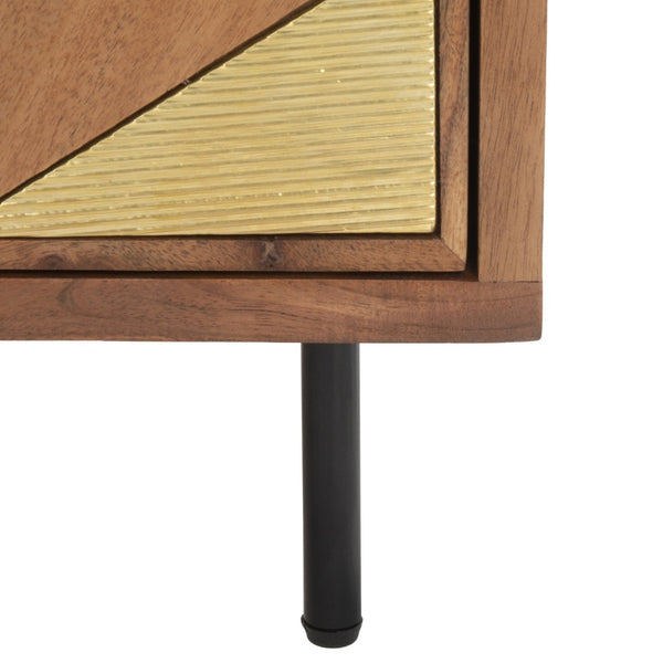 Safavieh Ballard Rustic 1 Drawer Nightstand With Gold Brass Accents - Stylish Storage For Any Bedroom Decor NST9009A