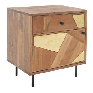 Safavieh Ballard Rustic 1 Drawer Nightstand With Gold Brass Accents - Stylish Storage For Any Bedroom Decor NST9009A